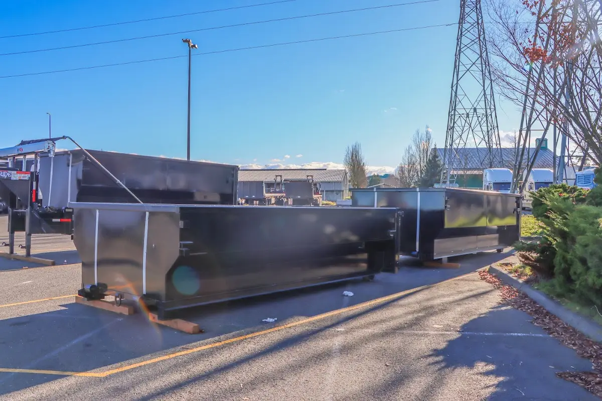 Roll-off dumpster ready for waste disposal at job site for 3 Yard Dumpster Rental in Rocky Hill